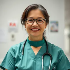 Taty Lia, enfermeira sênior, com muito orgulho